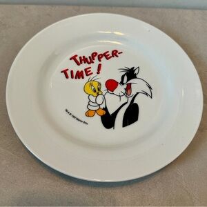 Vtg Warner Bros 1997 Ceramic Plate Sylvester Tweety Bird “THUPPER TIME" in EUC